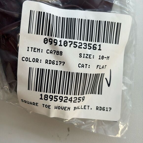 J Crew Woven square-toe ballet flats Womens Size 10 Burgundy - Picture 3 of 6